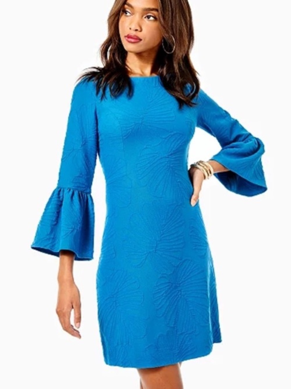 NWT Lilly Pulitzer Viola Stretch Dress Macaw Blue Botanical Leaf Print
